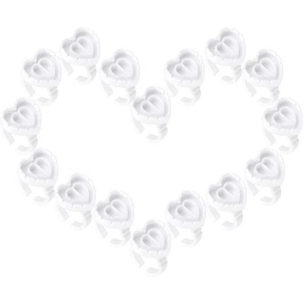 Hkhbjs White 100Pcs Disposable Glue Rings For Lashes Smart Glue Ring Cup,Lash Glue Rings Fanning Blossom Cups For Eyelash Extensions (White)