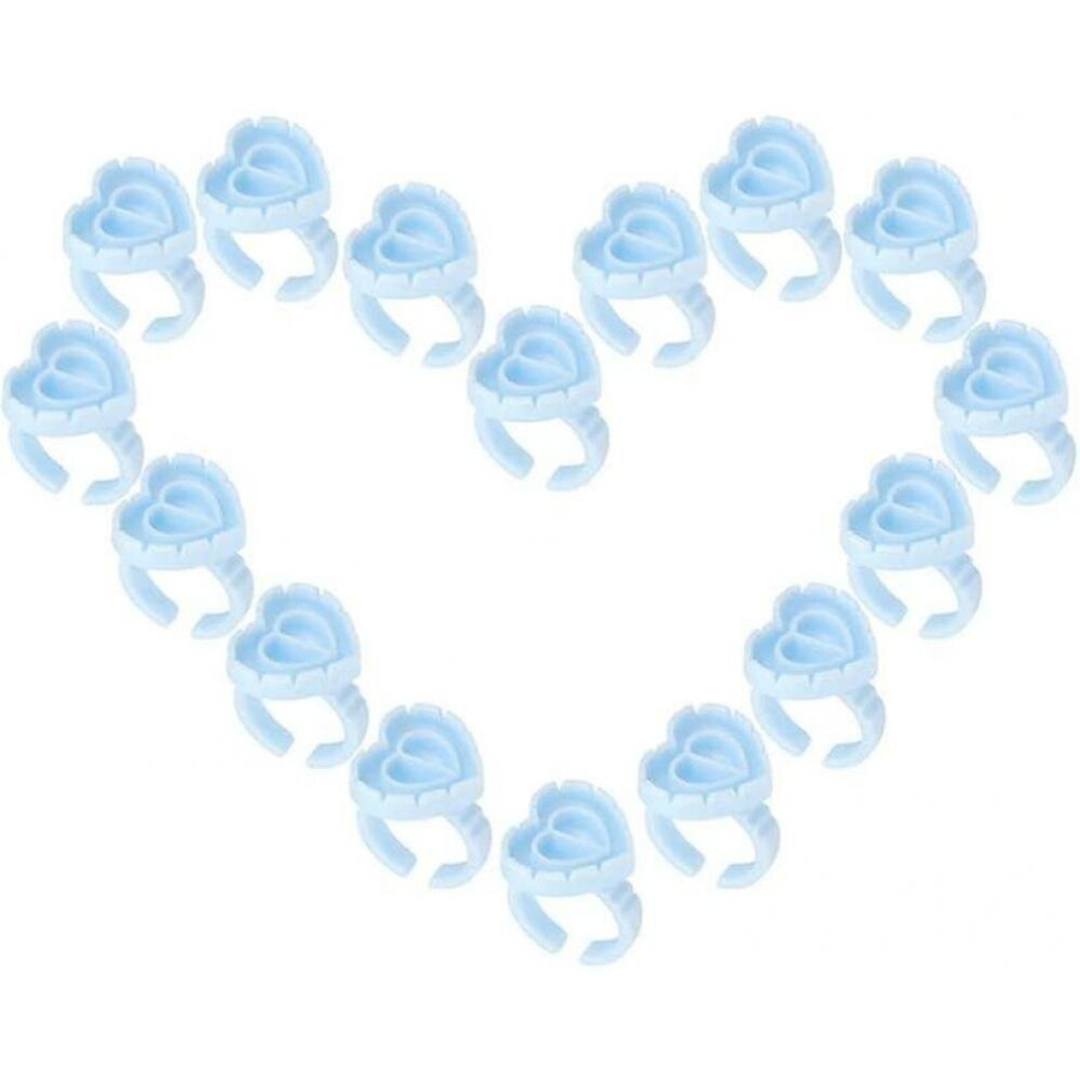 Hkhbjs Blue 100Pcs Disposable Glue Rings For Lashes Smart Glue Ring Cup,Lash Glue Rings For Eyelash Extensions (Blue)