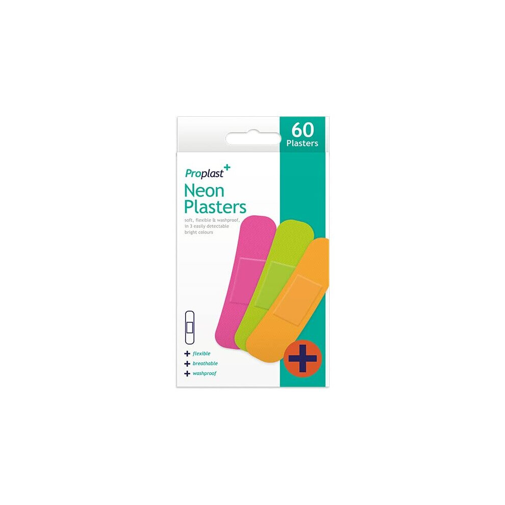 Proplast Bright Coloured Neon Plasters - Pack Of 60