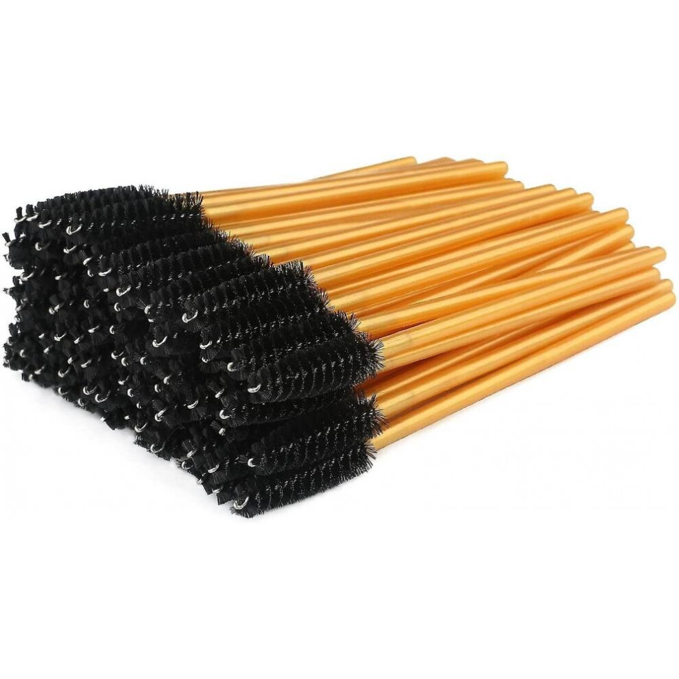 Hkhbjs Gold/Black 100 Pcs Disposable Eyelash Brushes And Mascara Wands Eyebrow Makeup Tool