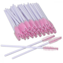 100 Pcs Disposable Eyelash Brushes Mascara Brushes Eye Lash Eyebrow Applicator Cosmetic Makeup Brush Tool Kits (pink)