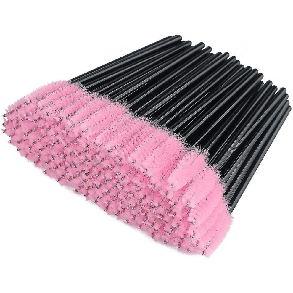 Hkhbjs Black/Pink 100 Pcs Disposable Eyelash Brushes Mascara Wands Eyebrow Castor Oil Brush Makeup Tool ( And Pink)