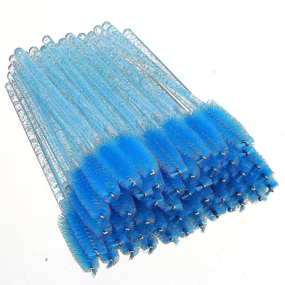 Hkhbjs Blue 100 Pcs Disposable Crystal Mascara Wand Eyelash Brush Applicator Eyebrow Brush For Eyelash Extension Supplies (Blue)