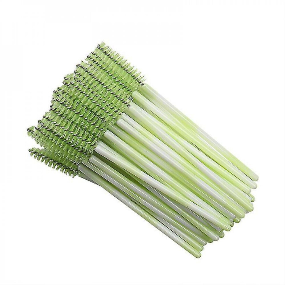 Hkhbjs Green 100Pcs Disposable Mascara Brush Stick, Double Color Rod Color Eyelash Roller Portable Nylon Eyelash Brush Eyelash Comb (Green)