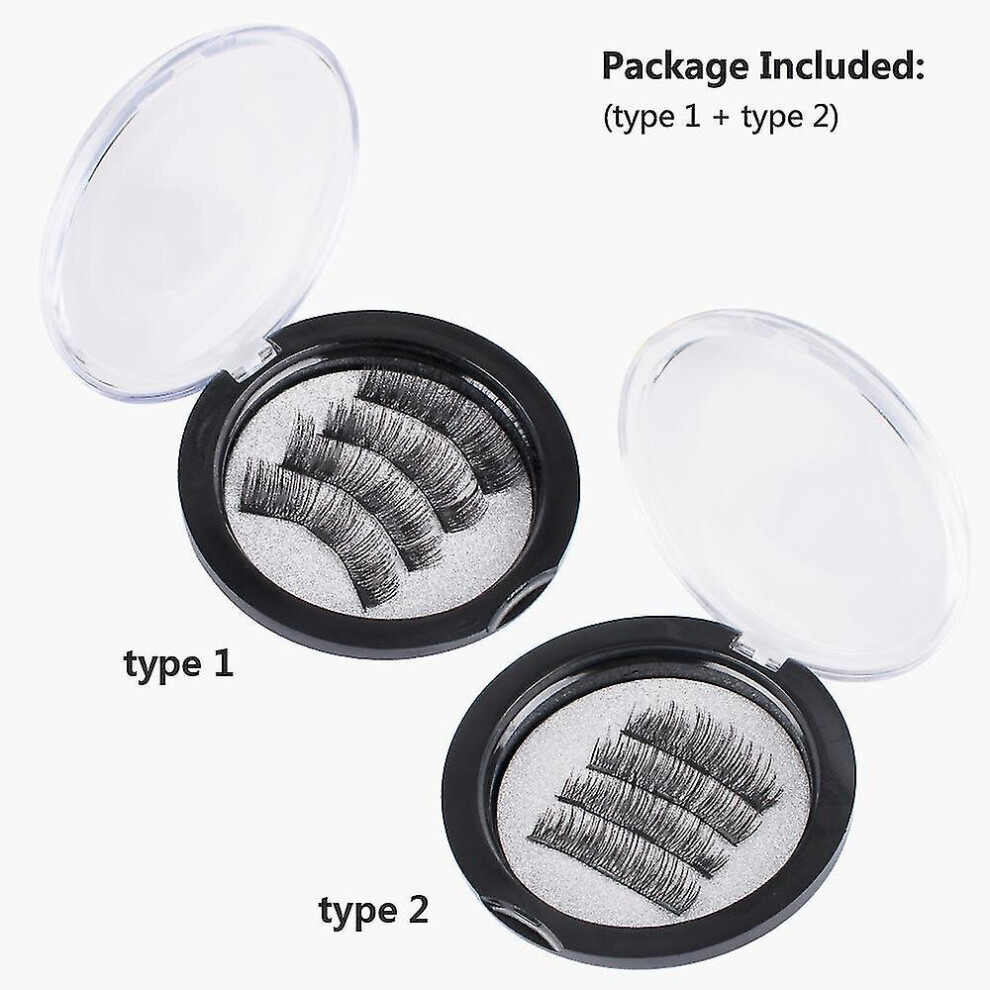 Hkhbjs Magnetic False Eyelashes,Reusable Magnet Lashes Glue-Free 3D Dual Lash