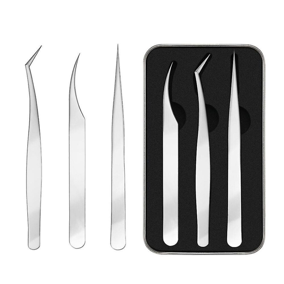 Hkhbjs (Style 2) 3 Pieces Eyelash Extension Tweezers Set Stainless Steel Tweezers Lash Extension Tweezers