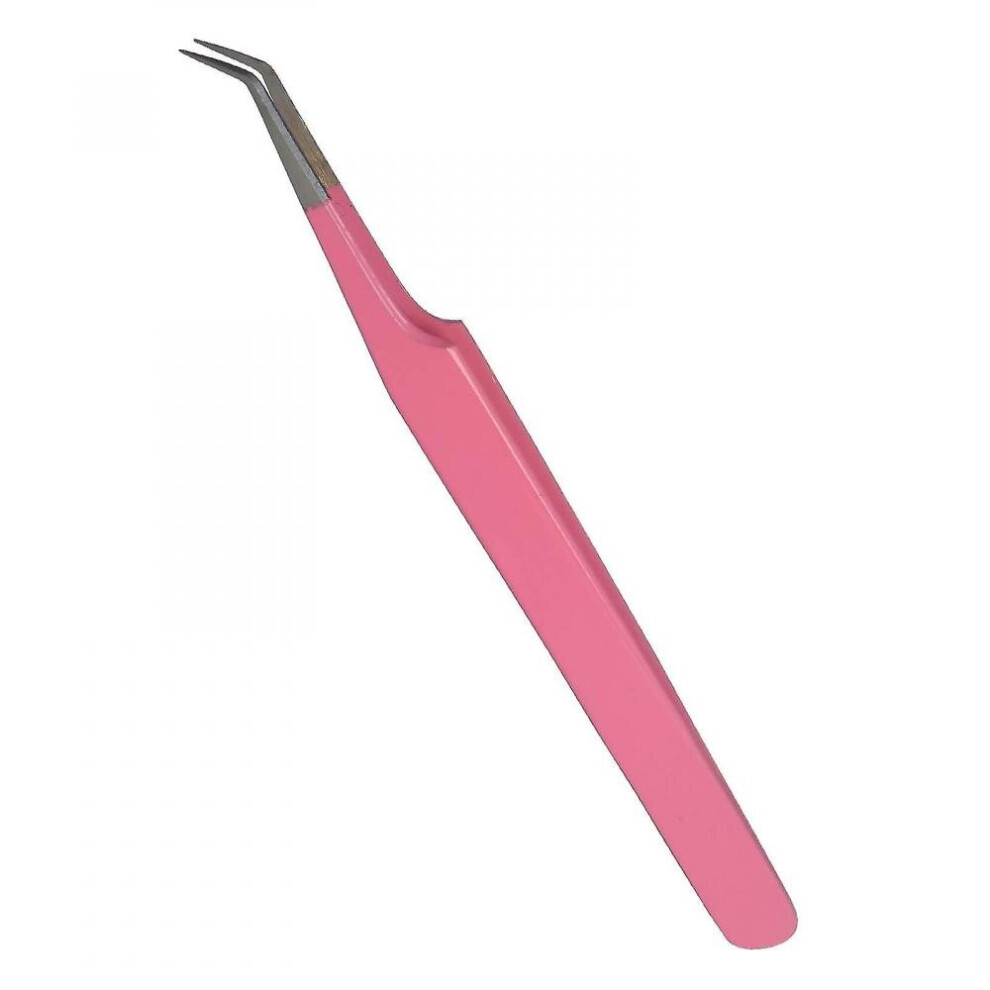 Hkhbjs Pink Professional Eyelash Extension Isolating Semi Curved Tweezers