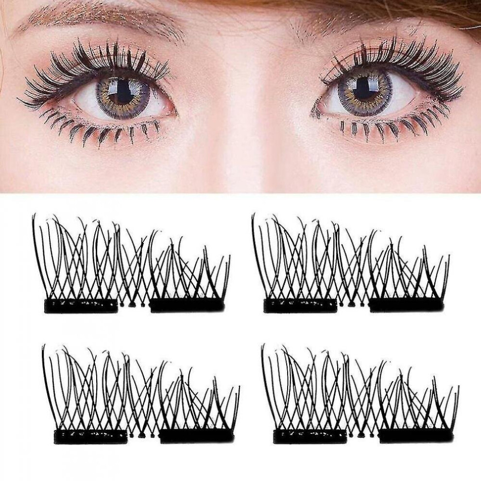 Hkhbjs 4Pcs/2Pairs 3D Magnetic False Eyelashes Natural Thick Long Cosmetic Eye Lashes