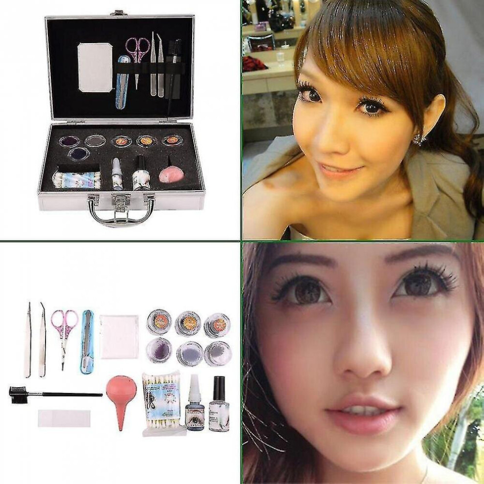 Hkhbjs Professional False Extension Eyelash Glue Brush Kit With Case Box Salon Tool