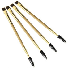 4 Pcs Dual Ended Eyebrow Brushes Professional Angled Lash Brushes Wooden Spoolie