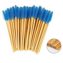 100 Pcs Disposable Eyelash Brushes Mascara Wand Applicator Colored Makeup Brushes Protable Eyelash Volume (gold Rod, Blue Brush)