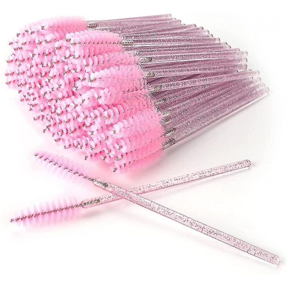 Hkhbjs Light/Pink 100Pcs Disposable Crystal Eye Brush, Mascara Wands Eyelash Brush With Bendable