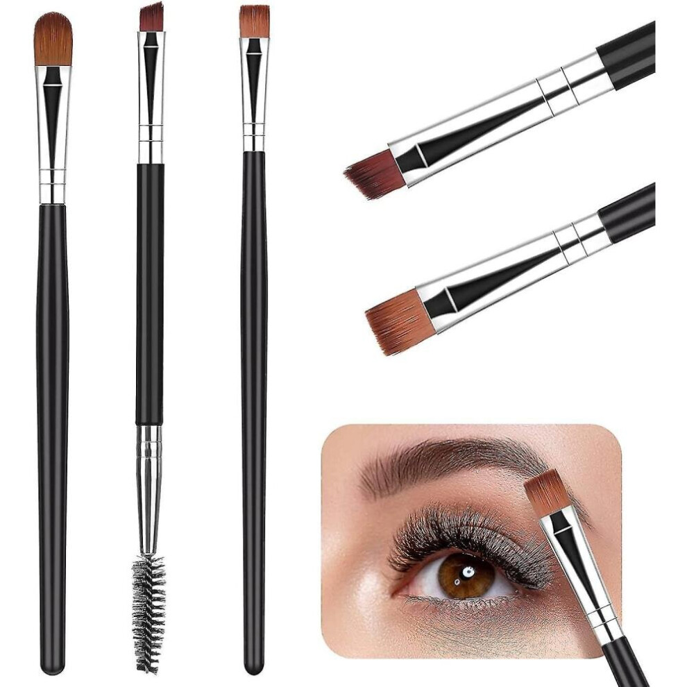 Hkhbjs 3 Pieces Eyebrow Brush Set Duo Eye Brow Spoolie Angled Eyeshadow Eyeliner