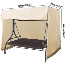 3 Seater Garden Swing Cover, Waterproof Oxford Outdoor Swing Seat Cover Anti-uv Swing Seat Cover Protective Swing Cover (beige)