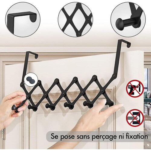 Door Coat Rack, Extendable Coat Rack, Hanging Door Hook 6 Hooks, Coat Rack Hook Without Drilling 1