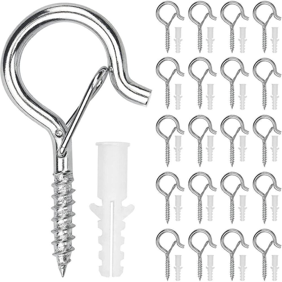 20Pcs Heavy Duty Ceiling Hooks Screw Hooks For Hanging Wall, Cabinet, Ceiling Lights With Safety Buckle 7547469188427