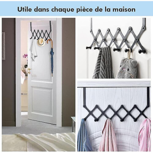 Door Coat Rack, Extendable Coat Rack, Hanging Door Hook 6 Hooks, Coat Rack Hook Without Drilling 2