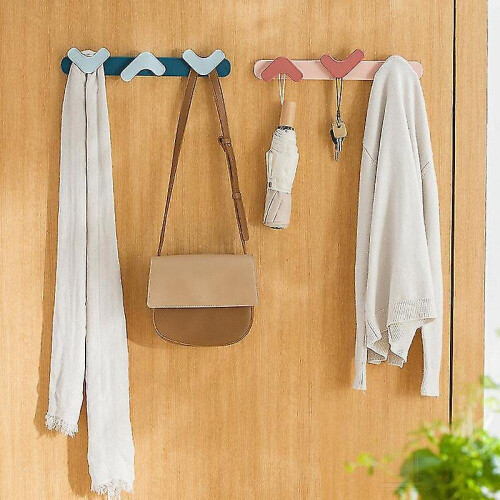 Creative Coat Hook Row Hook Free Punching Adjustable Plastic Ps Hook Behind Door Kitchen Bathroom Wall Hanging Coat Hook, Blue 1