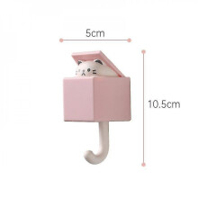 Punch-free Telescopic Cat Hook Creative Cute Probe Sticky Hook Bathroom Strong Adhesive Hook Door Coat Hook Behind The Door, Pink