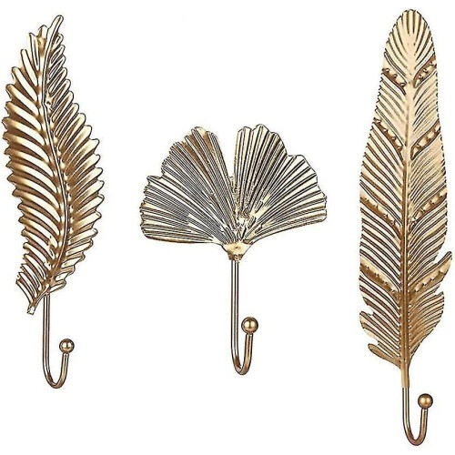 3 Pieces Adhesive Hook Wall Hook Cast Iron Leaves Decorative Wall Hooks Curtain Tiebacks Wall Hooks