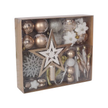 (White Gold) Christmas Ornament Ball Set 58Pcs Shatterproof Hanging Balls for Xmas Tree