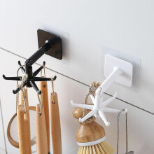 360 Degrees Rotated Kitchen Hooks Self Adhesive 6 Hooks Home Wall Door Hook Handbag Clothes Ties Bag Hanger Hanging Rack