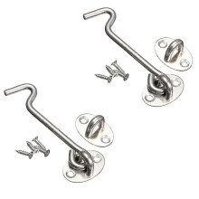 Stainless Steel Cabin Hook And Eyelet Latch For Shed, Gate - Silent Latch - Supply Accessory 150mm,silver,2pcs