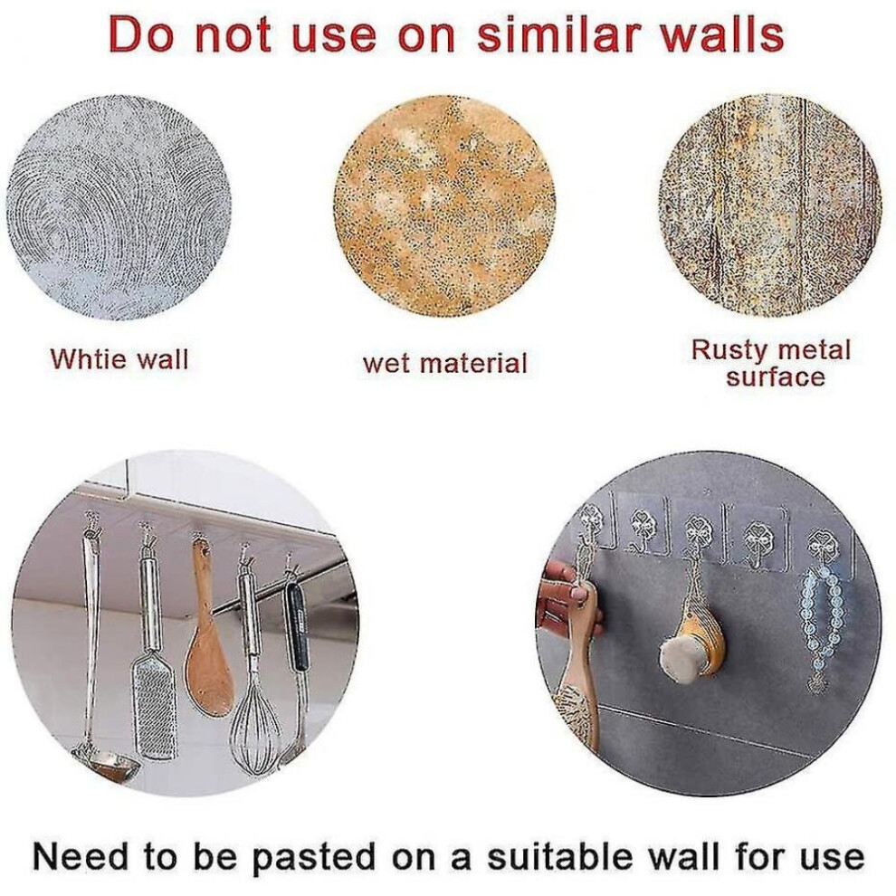 Adhesive Hooks Utility Hooks Kitchen Wall Hooks - 20 Pcs Transparent Seamless 7547469175809