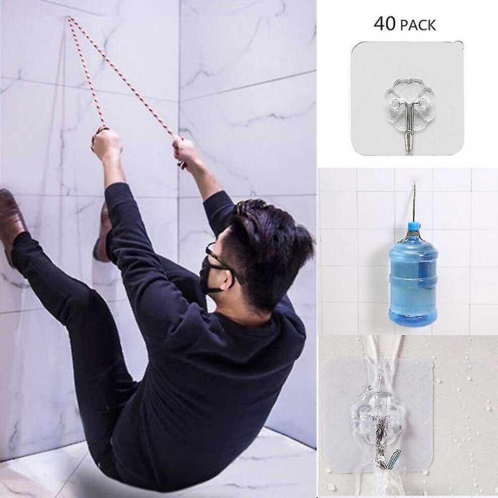 40X Strong Transparent Suction Cup Sucker Wall Hooks Hanger For Kitchen Bathroom 7547469176332