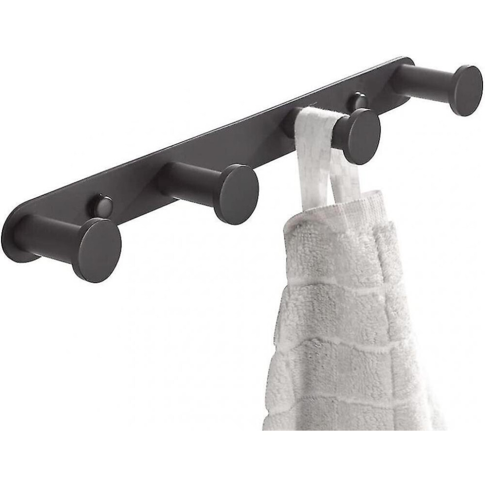 Practical Wall Hook With 4 Stainless Steel Hooks Coat Rack Hat Towel Rack Black Finish 7547469174338