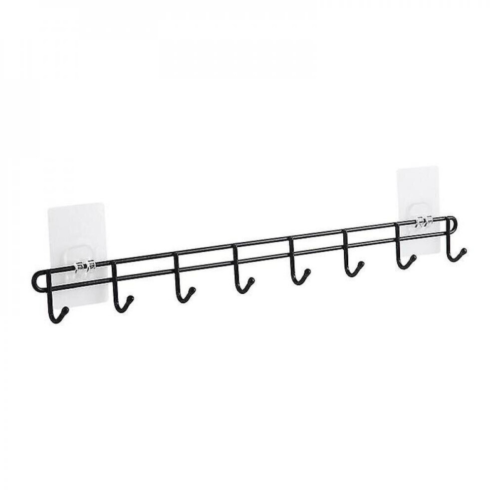 No Punching Strong Adhesive Hooks Kitchen Wall Hook Racks A Row Of Wall-Mounted Long Hooks On The Wall, Black 7547469174277
