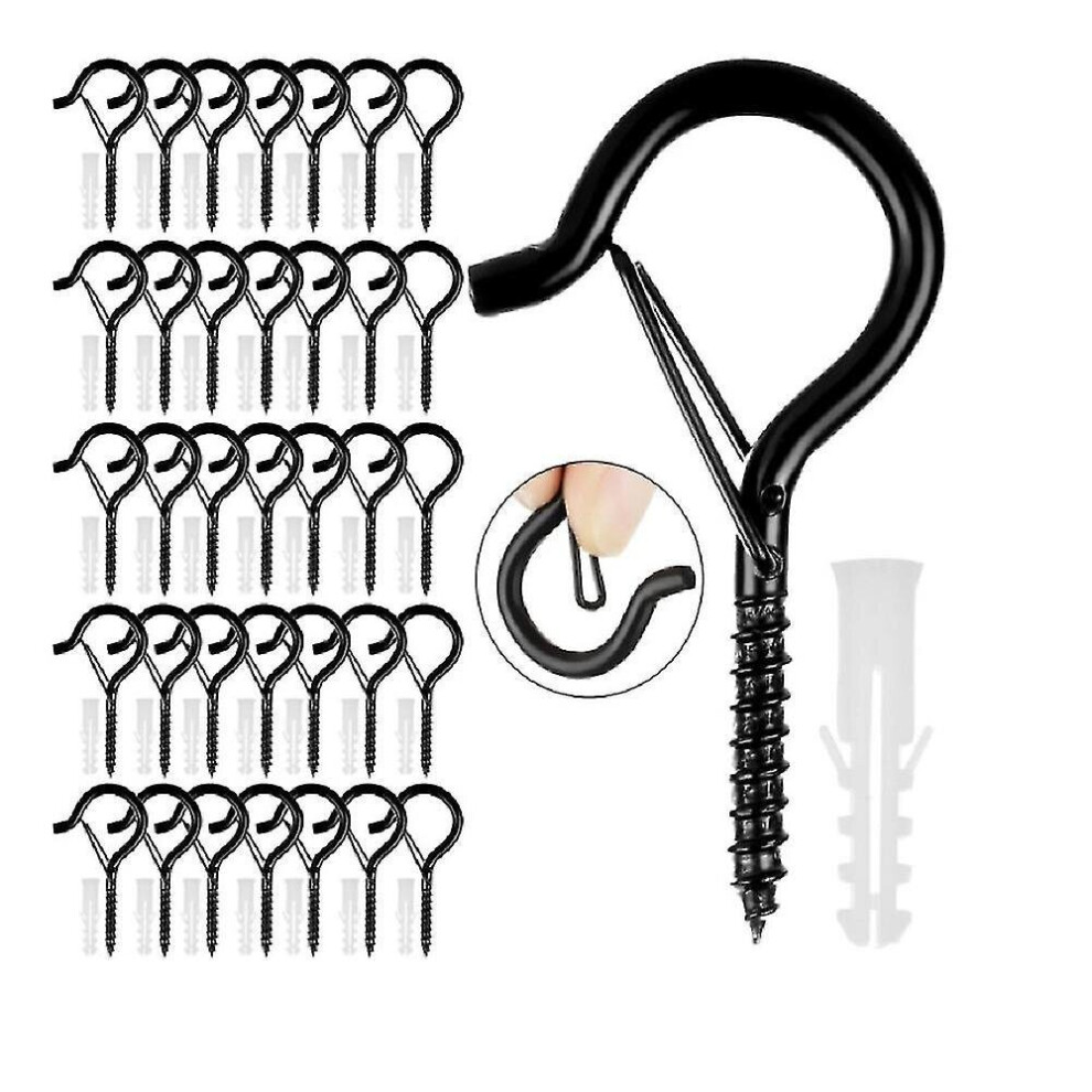 36Pcs Screw Hooks Q Hanger Hooks With Safety Buckle For Hanging Plants String Lights 7547469173836