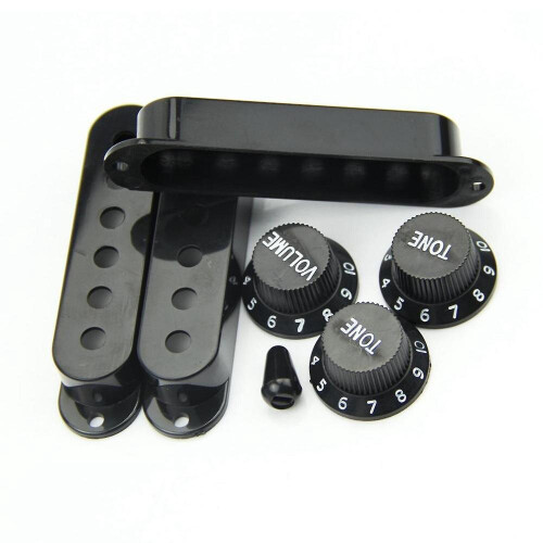 2x Fender Pickup Covers 50 Or 52 Mm Pole To Pole Knobs Tips (black) 1
