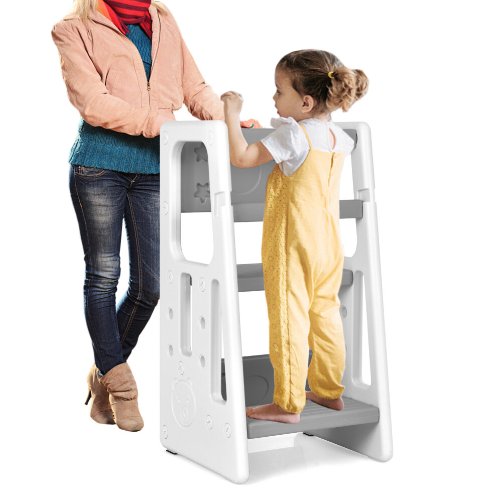 Kids Non-slip Kitchen Step Stool Toddler Stool with Double Safety Rails