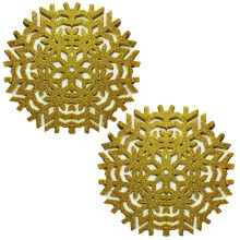 (2 x Gold Placemats) Glitter Snowflake Placemats Table Mats Set