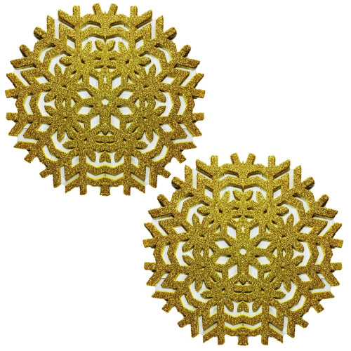 Gr8 Home (2 x Gold Placemats) Glitter Snowflake Placemats Table Mats Set