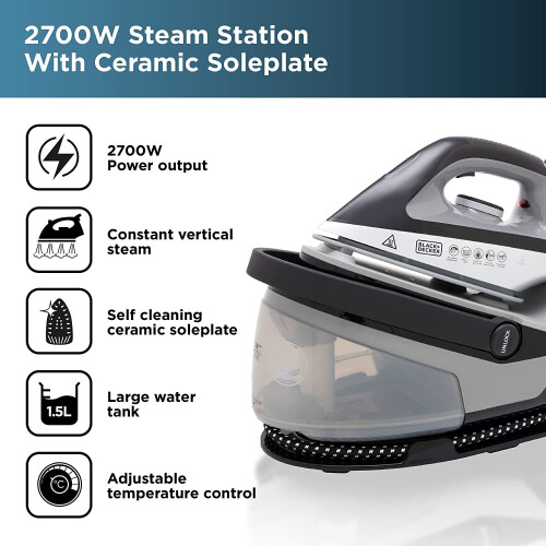 Black + Decker BLACK+DECKER BXSS22012GB Steam Station, 2700W 1