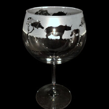 Animo Gin Glass Hand Etched Crystal Animal Balloon Tumbler Gift Rhino