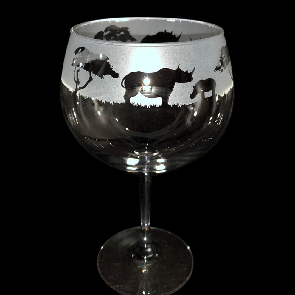 Milford Collection Animo Gin Glass Hand Etched Crystal Animal Balloon Tumbler Gift Rhino
