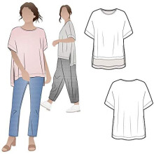 Style Arc Betty Woven Tunic Sewing Pattern (Sizes 10-22) — Relaxed square tunic with round neck, side splits and high-low hem