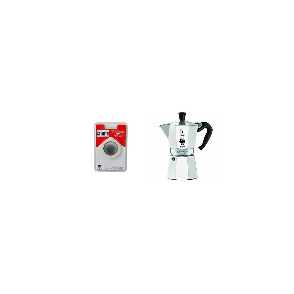 Bialetti 6800 Moka Express 6-Cup Stovetop Espresso Maker w/Replacement Gasket and Filter for 6 Cup