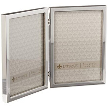 Lawrence Frames 5x7 Hinged Double Silver Standard Metal Picture Frame