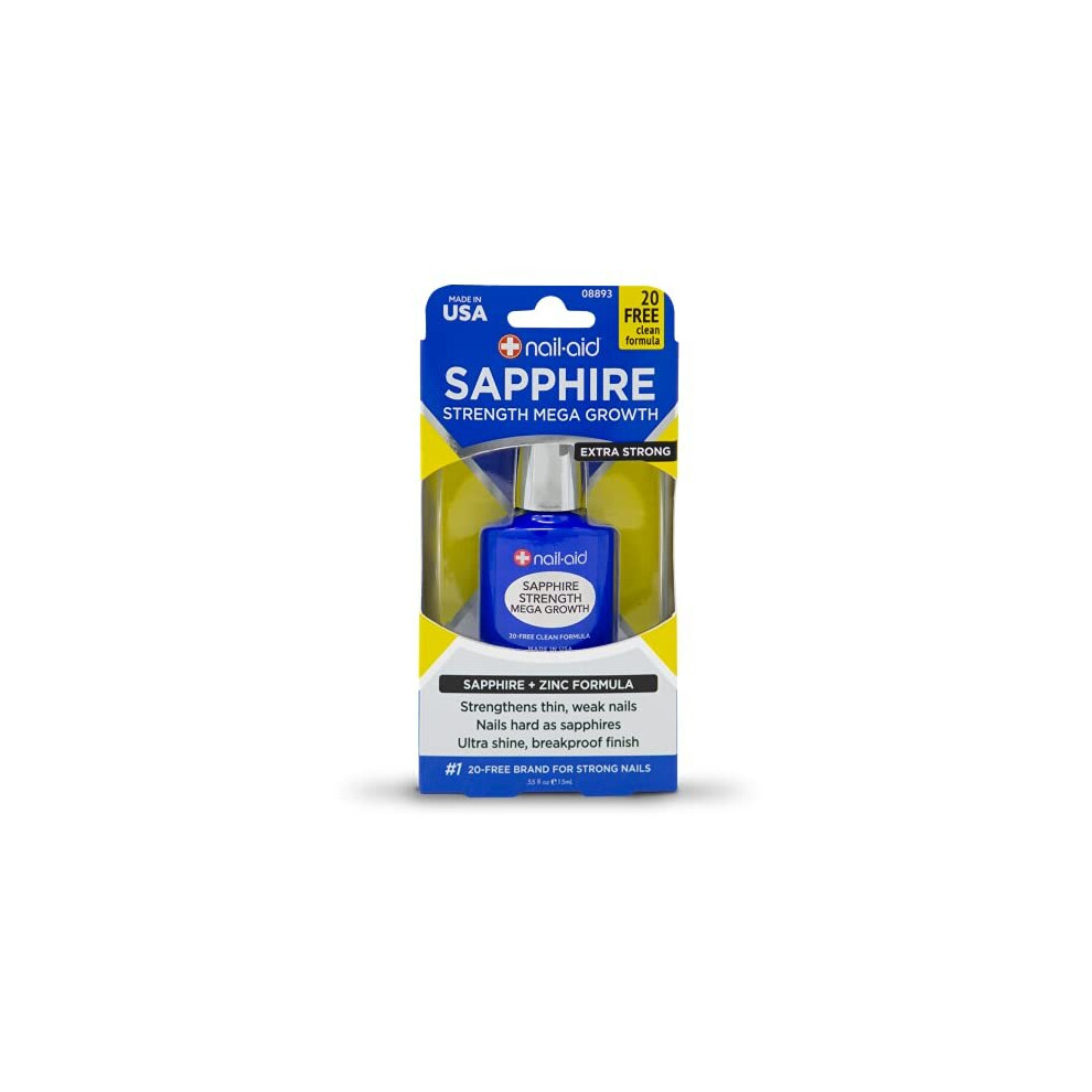Nail-Aid Sapphire Strengthener & Mega Growth Treatment - Clear, 0.55 Fl Oz
