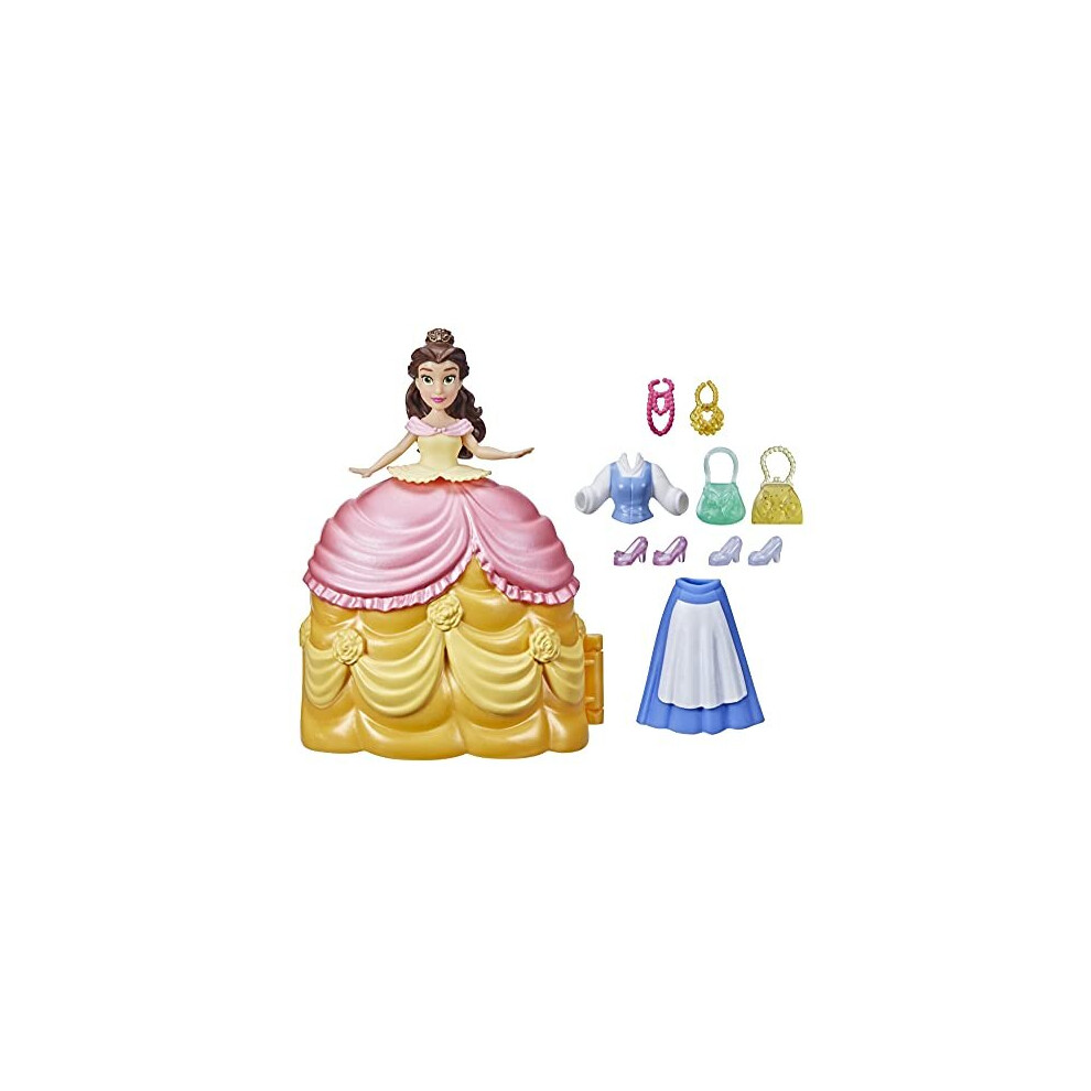 Disney Princess Secret Styles Fashion Surprise Belle, Mini Doll Playset with Extra Clothes and Accessories, Toy for Girls 4 and Up