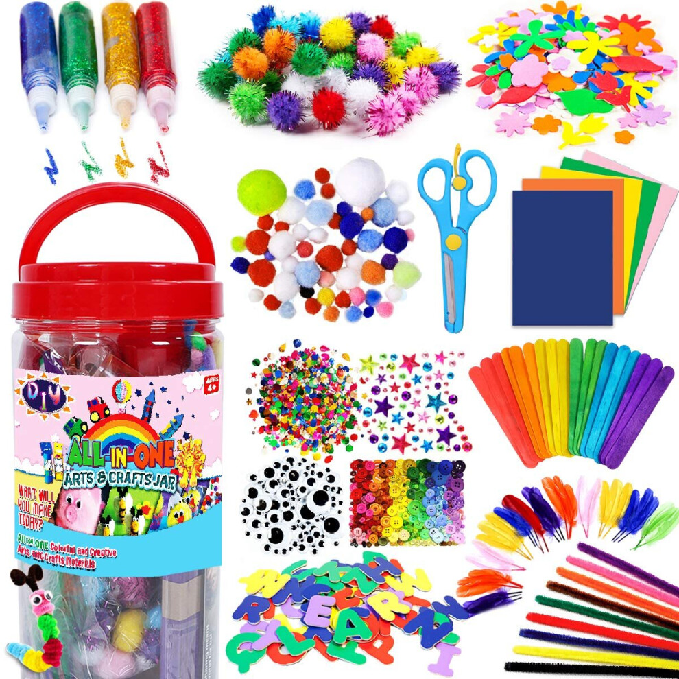 FunzBo Arts and crafts Supplies for Kids - craft Art Supply Kit for Toddlers Age 4 5 6 7 8 9 - All in One DIY crafting School Kindergarten Homeschool