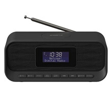 Groov-e Zeus DAB/FM Digital Clock Radio With Wireless Charging and Bluetooth | DAB Clock Radios For Bedroom | USB Charging Port and 6W Speaker - Black