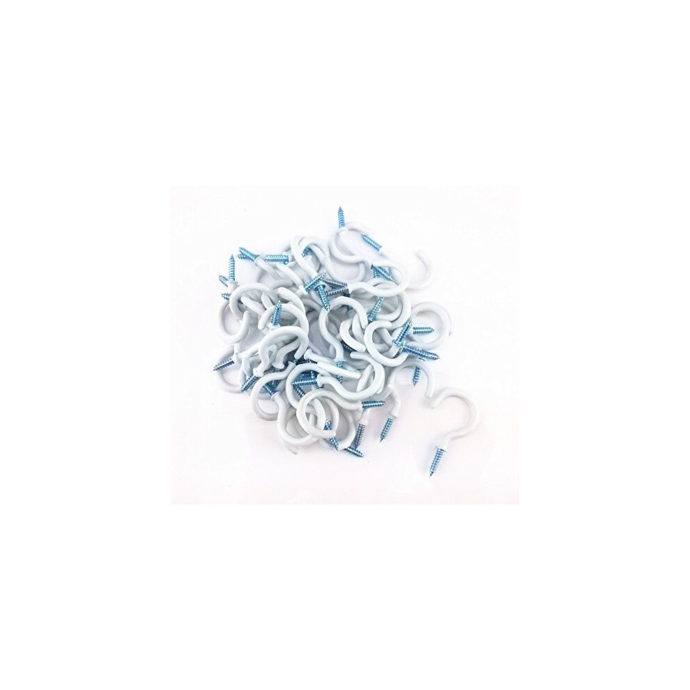 Yueton 50Pcs Vinyl Coated Screw-In Ceiling Hooks Cup Hooks (White) 6957316625653