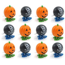 Dazzling Toys Halloween Wind up Pumpkin Toy Party Favor 12 Pack Wind-up Jumping Pumpkin Pirate Walking Balls Super Trick or Treat Idea Stocking Stuffe
