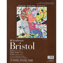 Strathmore 400 Series Bristol, 2-Ply Vellum, 11""x14"" Tape Bound, 15 Sheets