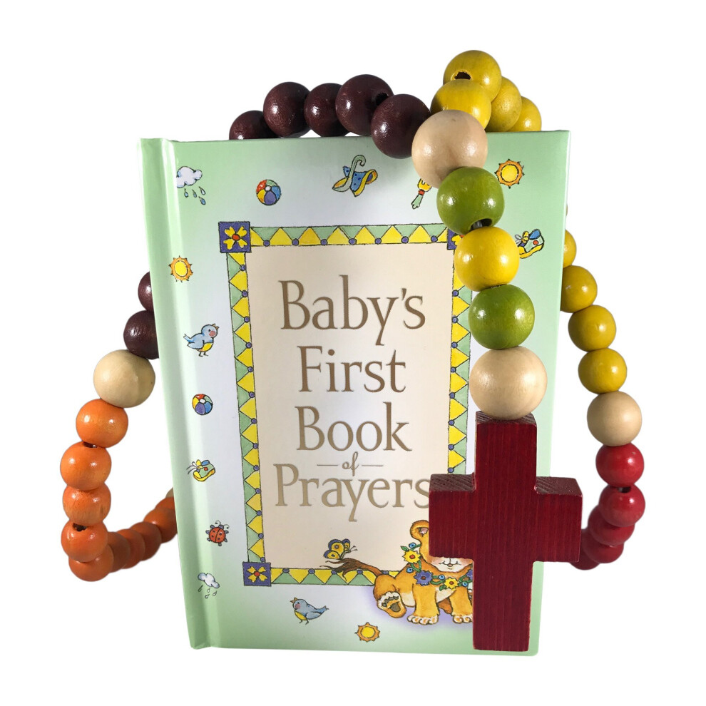 Le coffret cadeau catholique du bapteme catholique comprend le premier chapelet de bebe et le premier livre de prieres de prieres parfaits cadeau